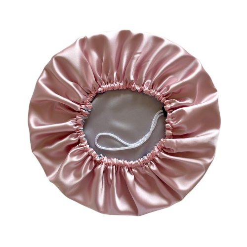 Adjustable Satin Bonnet - Pink/Silver
