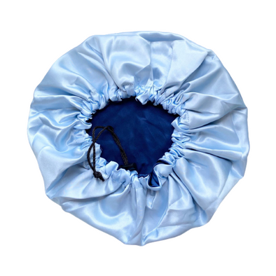Adjustable Satin Bonnet - Navy/Light Blue