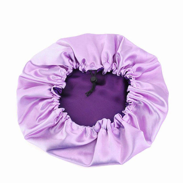 Satin Bonnet - Adjustable/Reversible- Purple/Pink